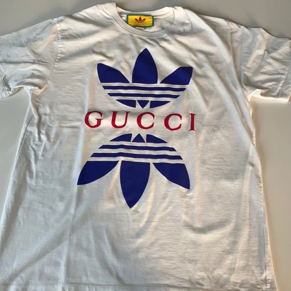 Men’s Adidas x Gucci cotton T-shirt Sz M White/Red /Blue - Picture 2 of 7